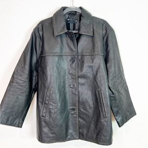 ASOS DESIGN BROWN LEATHER BUTTON FRONT JACKET WOMENS 10